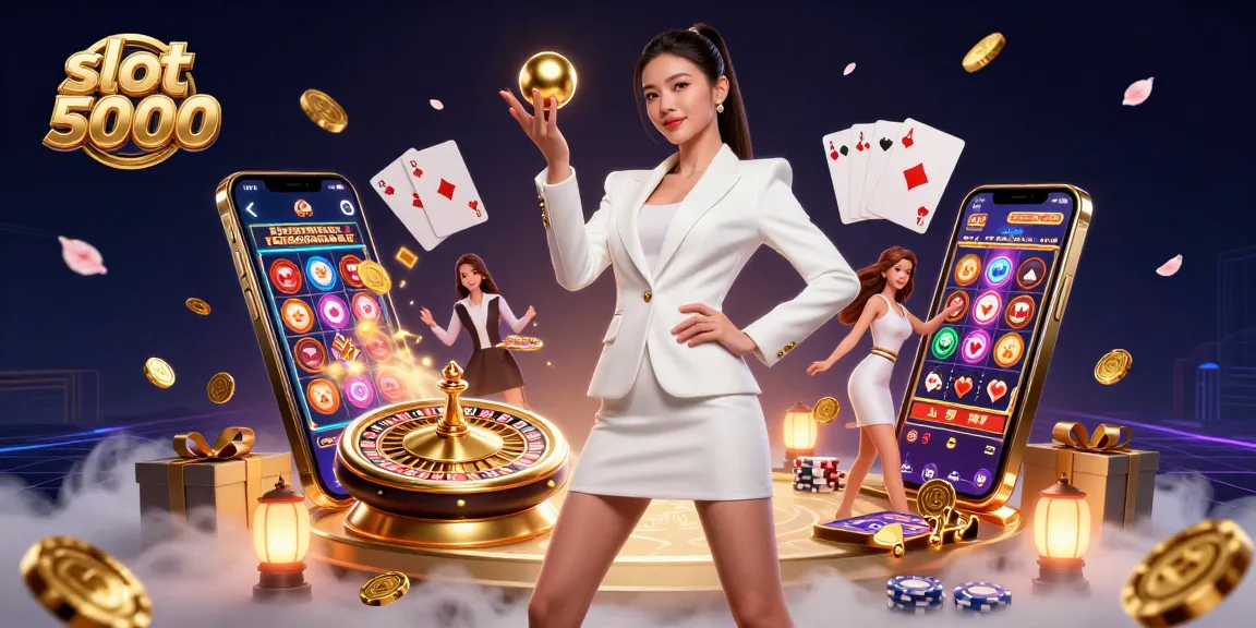 Engage with slot 5000's vibrant game elements and stunning 3D illustration showcasing casino excitement.