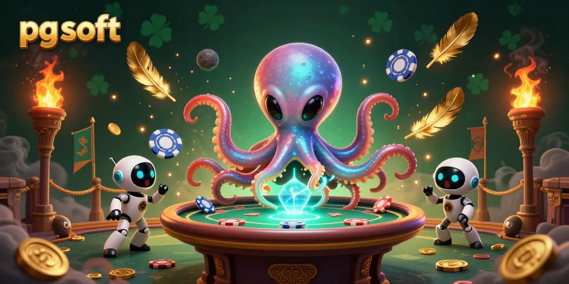 Engage with pg soft's thrilling alien-themed casino experience featuring a poker table amidst a vibrant cosmic scene.